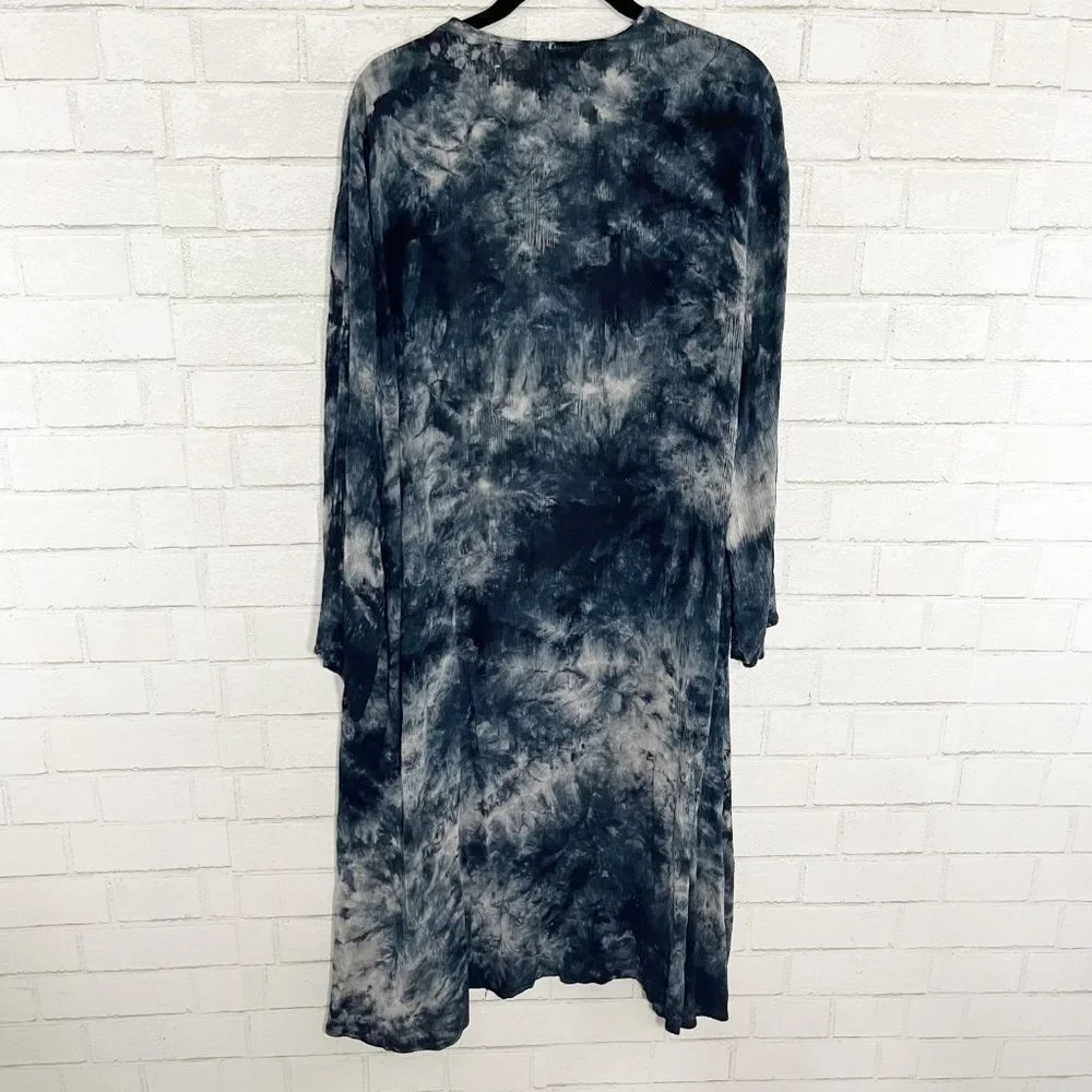 Torrid Blue Tie Dye Gauze Kimono Duster Layering Piece Woman's Plus Size 1X - Picture 4 of 8